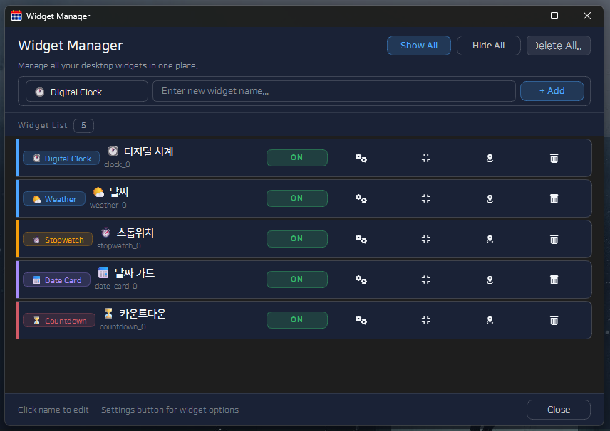Air Calendar widget manager with desktop widget options